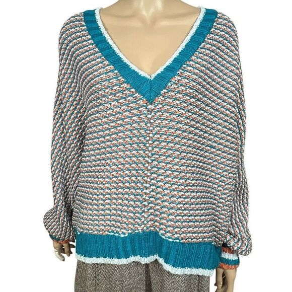NWT Ramy Brook Larson Metallic Knit V-Neck Sweater Multicolor Size M - Picture 4 of 16